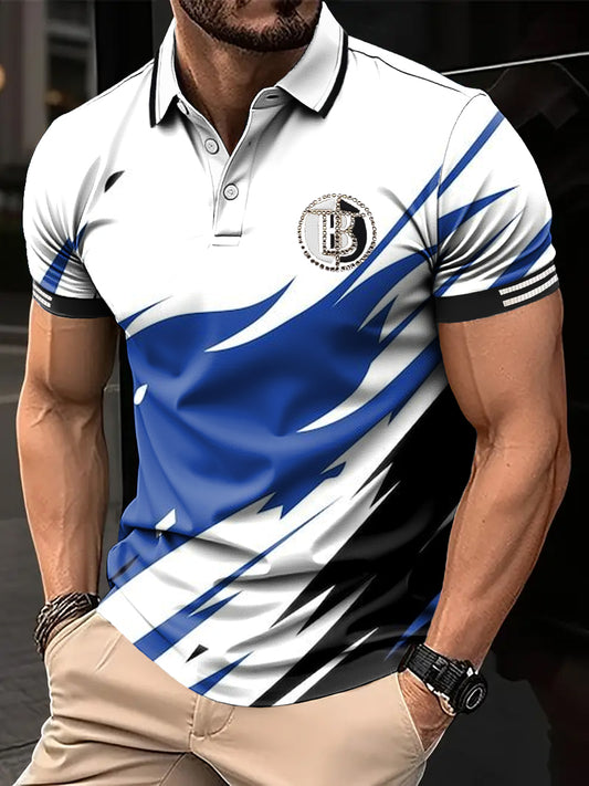 Tricoul Polo pentru bărbați, stil retro, etnic, geometrie, patchwork, imprimate, casual și afaceri