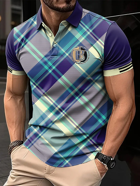 Tricoul Polo pentru bărbați, stil retro, etnic, geometrie, patchwork, imprimate, casual și afaceri