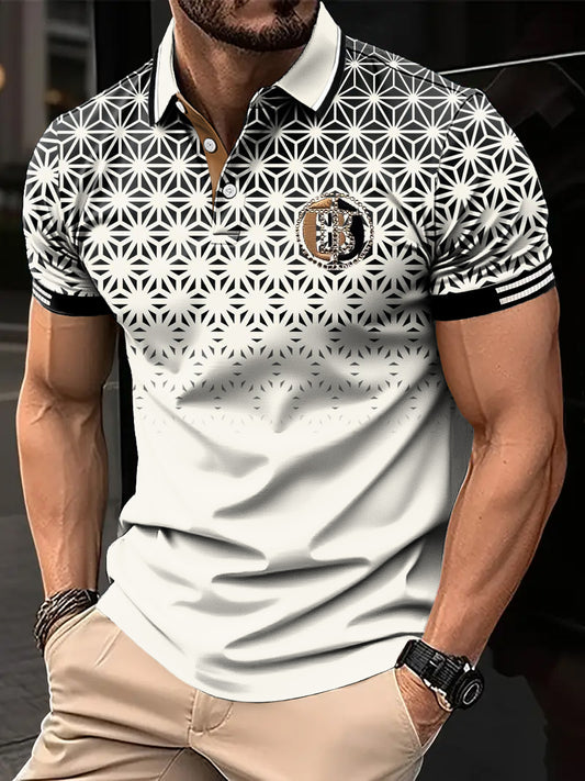 Tricoul Polo pentru bărbați, stil retro, etnic, geometrie, patchwork, imprimate, casual și afaceri