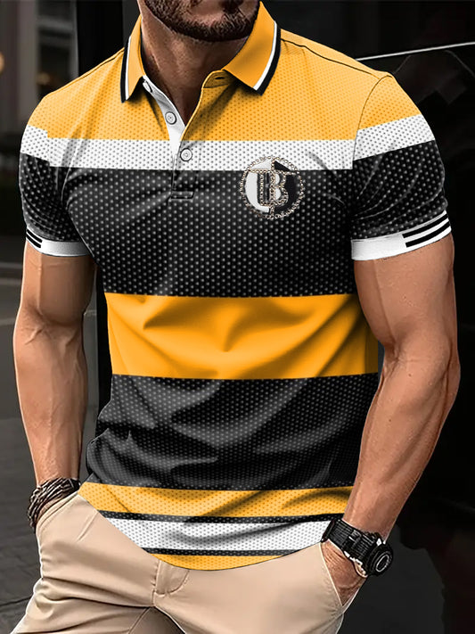 Tricoul Polo pentru bărbați, stil retro, etnic, geometrie, patchwork, imprimate, casual și afaceri