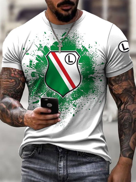 Tricou casual cu imprimeu artistic al emblemei echipei de fotbal Retro Club